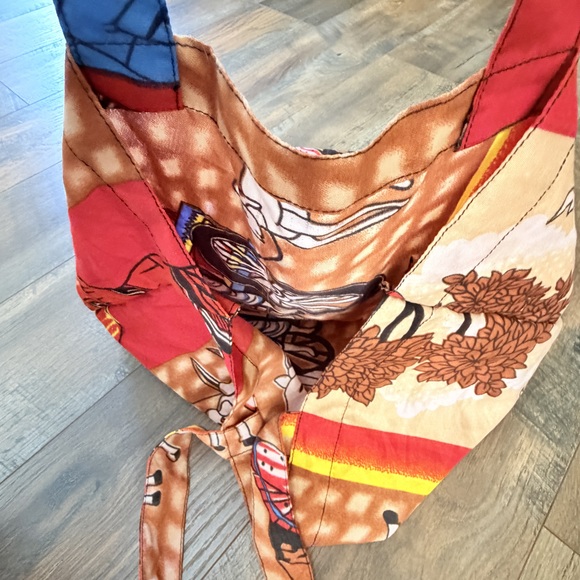 Handmade recycled cotton artistic chariot cloth grocery bag upcycled bag unique - Picture 6 of 9